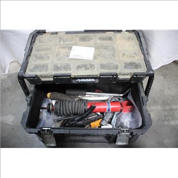 Husky Tool Box With Stapler, Wrench, And More