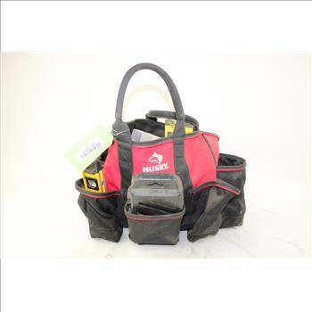 Husky  Zipper Top Tool Tote Bag With Tools , 10 Plus Pieces