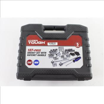 Hyper Tough 107 Piece Socket Set With Ratchet Handle