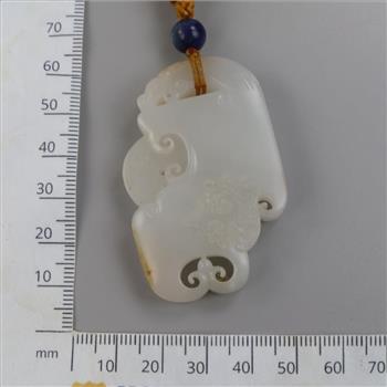 Ice Jade Carved Dragon Pendant On Cord Necklace