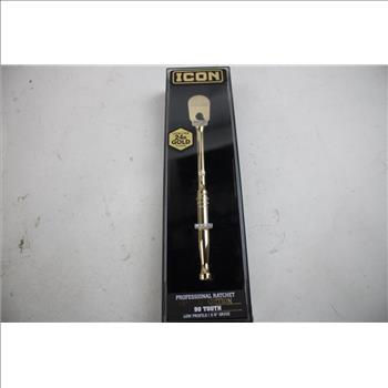 ICON 24k Gold-Plated Professional 90-Tooth Special Edition Ratchet, 3/8