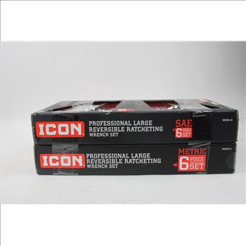 Icon Professional Large Reversible Ratcheting Wrench Set, 2 Box