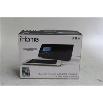 Ihome Dual Alarm Clock With Usb Charging And Built-in Speaker