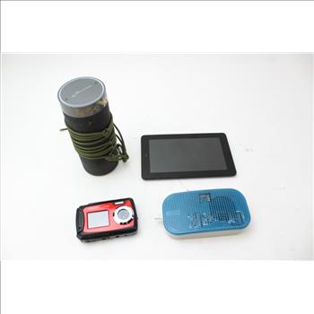 Ilive Speaker, Polaroid Camera, Amazon Tablet, Vivitar Auxillary Speaker: 4 Items