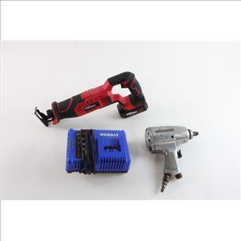 Impact Drill, Reciprocating Saw, And Battery Charger, 3 Pieces