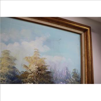 Irby Brown Painting Of A Pond With Flying Ducks