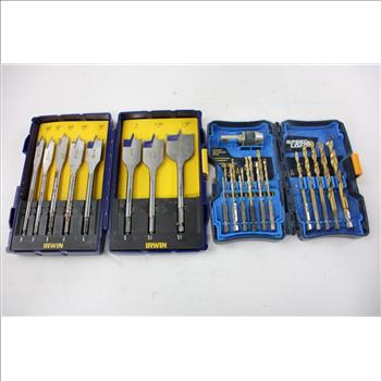 Irwin Wood Spade Bit Set, Ryobi Speed Plus Tool Set, Bosch 5 Pc Carbide Tip Set And Vermont American Tool Set, 4 Pieces