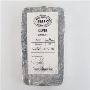 Istanbul Gold Refinery Fine Silver 10 Troy Oz Bar