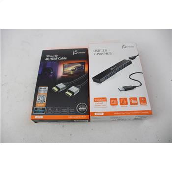 J5Create HDMI Cable, USB 3.0 7-Port HUB, G305  Logitech Mouse, And More, 4 Pieces