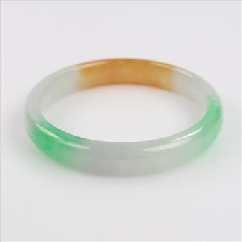Jade Green, White, & Brown Slip-On Bangle Bracelet