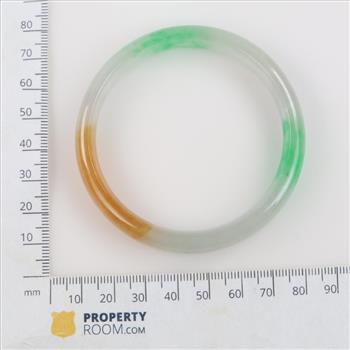 Jade Green, White, & Brown Slip-On Bangle Bracelet