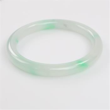 Jade Green & White Slip-On Bangle Bracelet