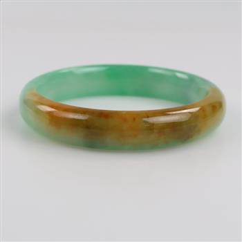 Jade Green-Brown Slip On Bangle Bracelet