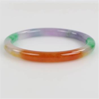 Jade Green-Lavender-White-Yellow-Brown Slip-on Bangle Bracelet