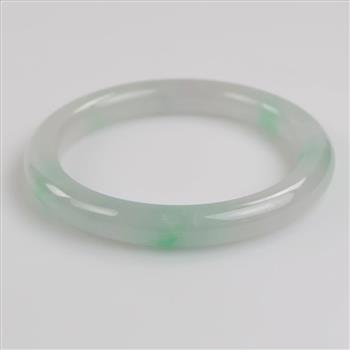 Jade Green-White Slip On Bangle Bracelet