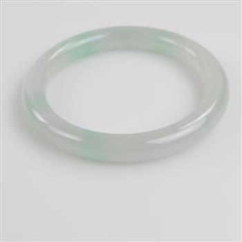 Jade Green-White Slip On Bangle Bracelet