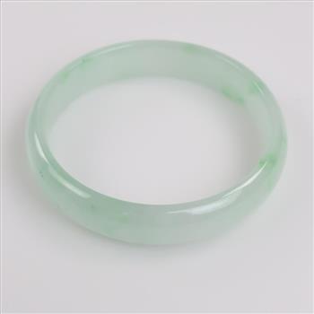 Jade Green-White Slip On Bangle Bracelet