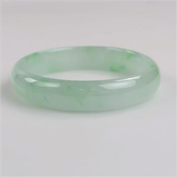 Jade Green-White Slip On Bangle Bracelet