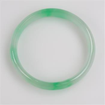 Jade Green-White Slip-On Bangle Bracelet