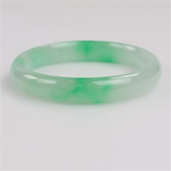 Jade Green-White Slip-On Bangle Bracelet