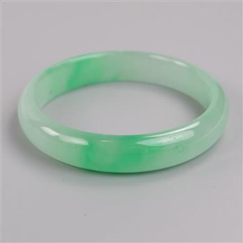 Jade Green-White Slip-On Bangle Bracelet