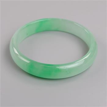 Jade Green-White Slip-On Bangle Bracelet