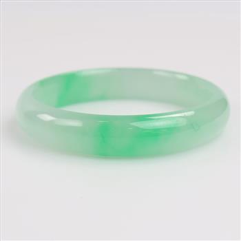 Jade Green-White Slip-On Bangle Bracelet
