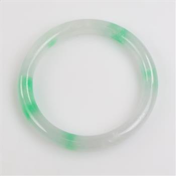 Jade Green-White Slip-On Bangle Bracelet