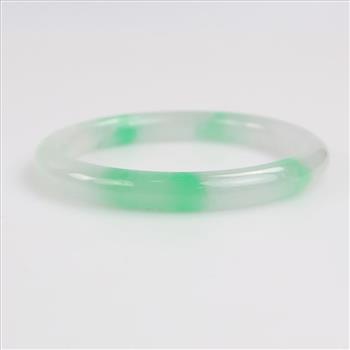 Jade Green-White Slip-On Bangle Bracelet