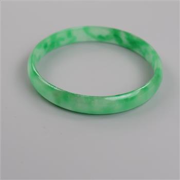 Jade Green-White Slip-On Bangle Bracelet