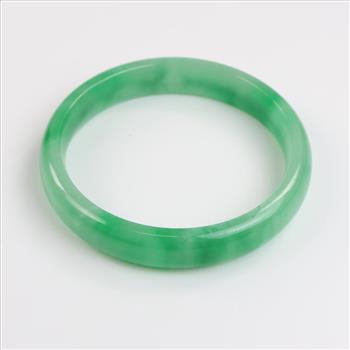 Jade Green-White Slip-On Bangle Bracelet
