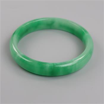 Jade Green-White Slip-On Bangle Bracelet