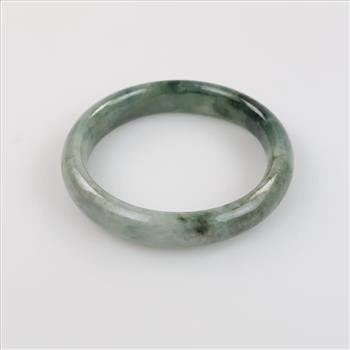 Jade Green-White Slip-On Bangle Bracelet