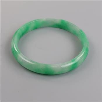 Jade Green-White Slip-On Bangle Bracelet
