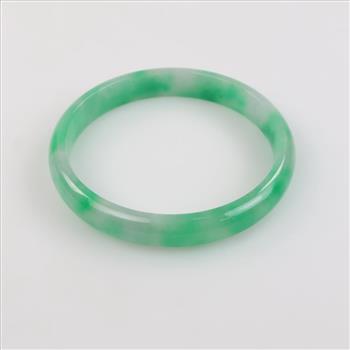Jade Green-White Slip-On Bangle Bracelet