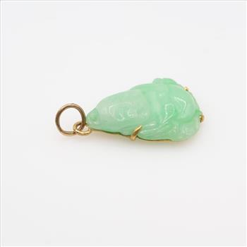 Jadite Carved Buddha 18kt Gold Mount Pendant