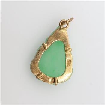 Jadite Carved Buddha 18kt Gold Mount Pendant