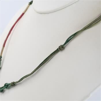 Jadite Jade Green & White Circle Disc Pendant Corded Necklace