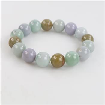 Jadite Round Multi Colored Bead Bracelet