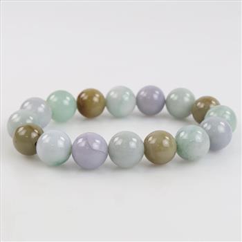 Jadite Round Multi Colored Bead Bracelet