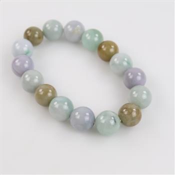 Jadite Round Multi Colored Bead Bracelet