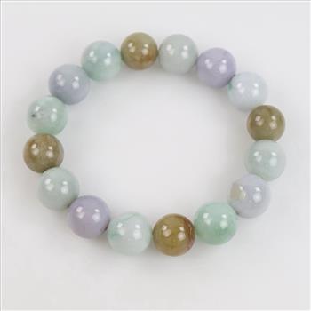 Jadite Round Multi Colored Bead Bracelet