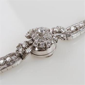 Jaeger LeCoultre 14.67ctTW Diamond Platinum Dress Watch-Evaluated By Certified Gemologist-AGS/GIA