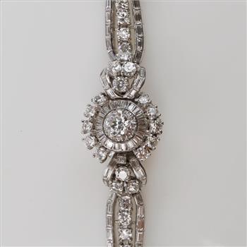 Jaeger LeCoultre 14.67ctTW Diamond Platinum Dress Watch-Evaluated By Certified Gemologist-AGS/GIA