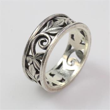 James Avery Silver Abounding Vine Band Ring, 5.45g