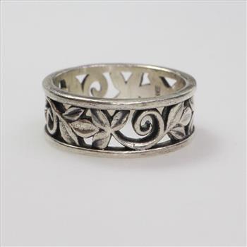 James Avery Silver Abounding Vine Band Ring, 5.45g