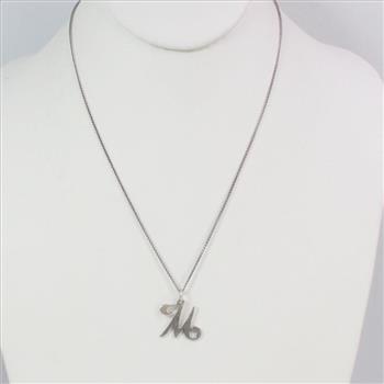 James Avery Silver Large Script Initial Pendant Necklace, 4.51g