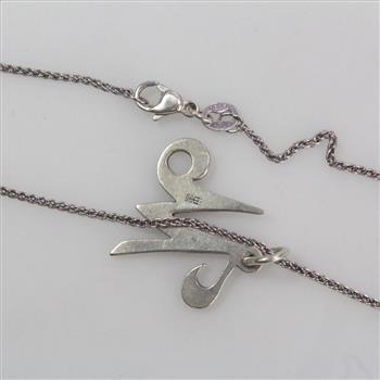 James Avery Silver Large Script Initial Pendant Necklace, 4.51g