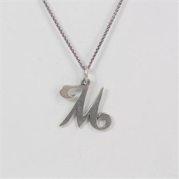 James Avery Silver Large Script Initial Pendant Necklace, 4.51g