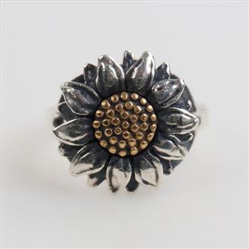 James Avery Sterling Silver Bronze Accent Wild Sunflower Ring